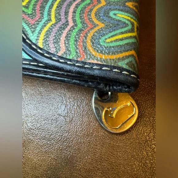 EUC Dooney & Bourke Multicolor Rainbow Pattern Leather Wallet - Picture 2 of 15